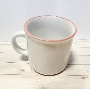 10oz Ceramic Enamel Pink Rim Mug