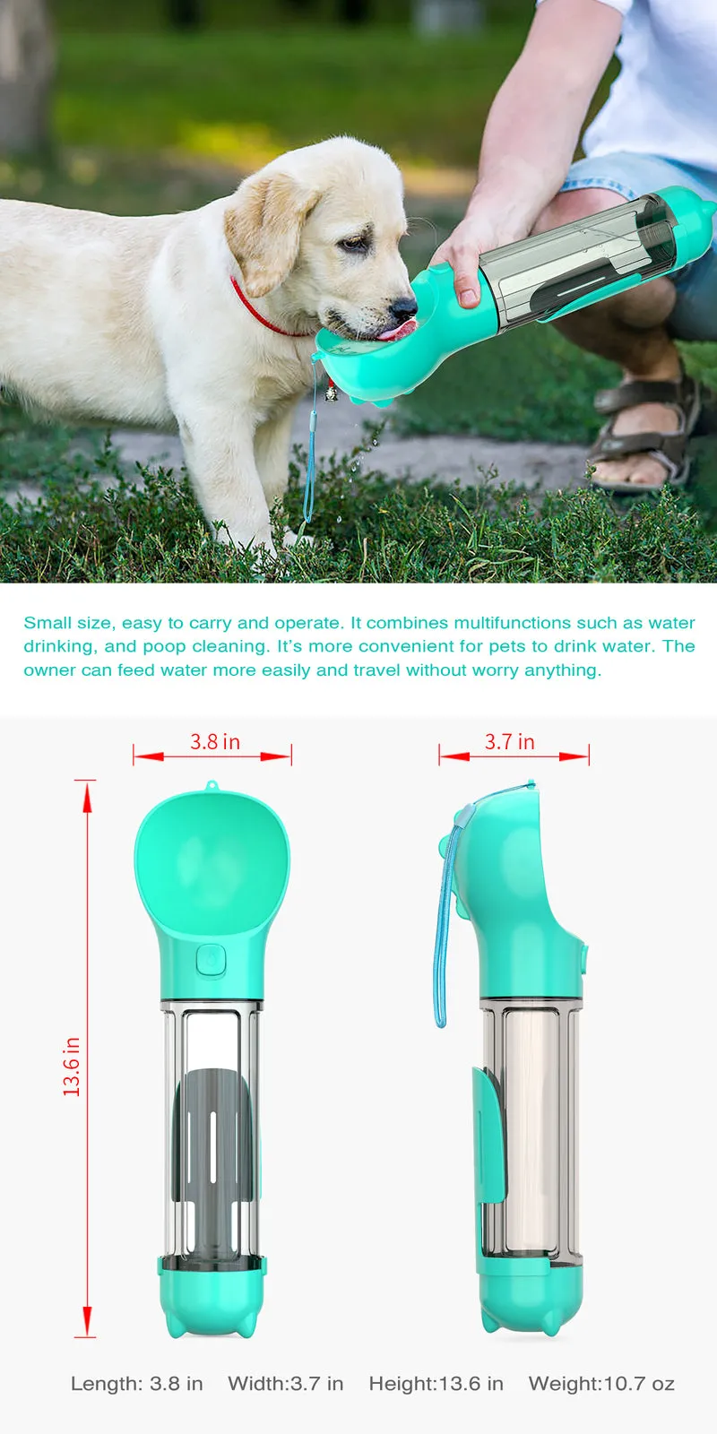 500ml Leak-Proof Pet Water Feeder Bottle, Blue - YES4PETS