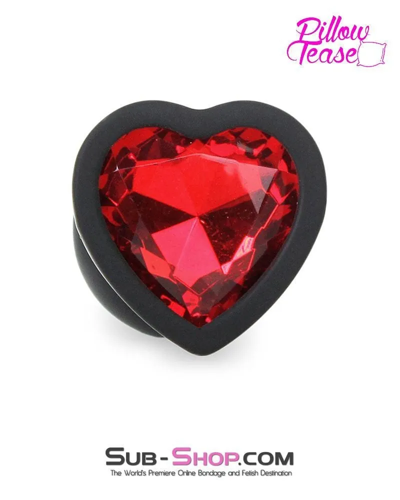 7382M      Small Black Silicone Butt Plug with Red Heart Gem - LAST CHANCE - Final Closeout!