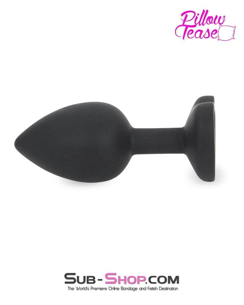 7382M      Small Black Silicone Butt Plug with Red Heart Gem - LAST CHANCE - Final Closeout!