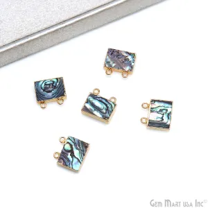 Abalone Shell 12x16mm Octagon Cat Bail Gold Electroplated Connector