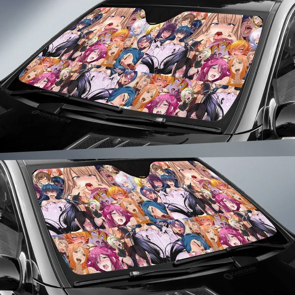 Ahegao Car Sunshade Custom Anime Car Interior Accessories