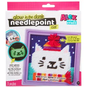 Alex: Glow-In-The-Dark Needlepoint - Cat - DIY Craft Kit, Ages 7 