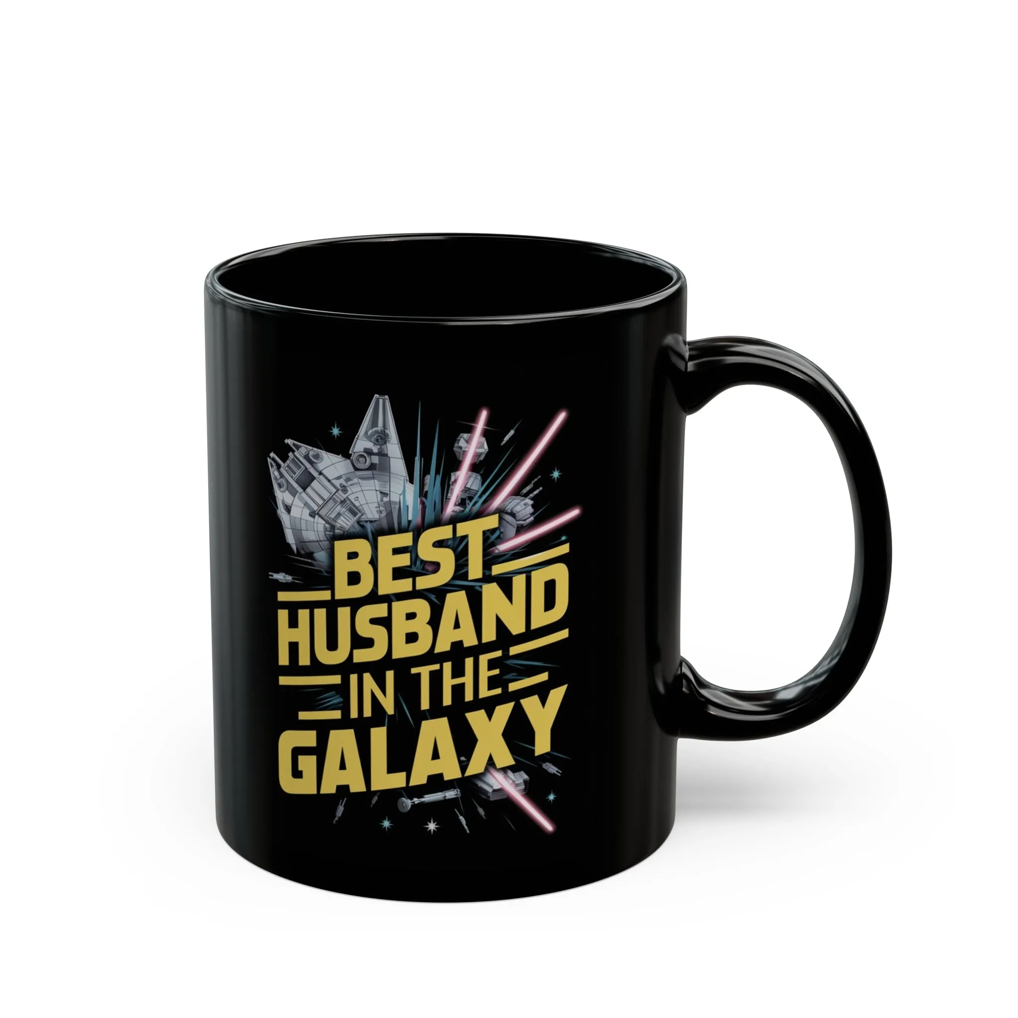 Best Husband In The Galaxy Black Mug (11oz, 15oz) Hubby Gift For Husbands Birthday Christmas Father's Day Appreciation Space Theme Sci-fi Nostalgic