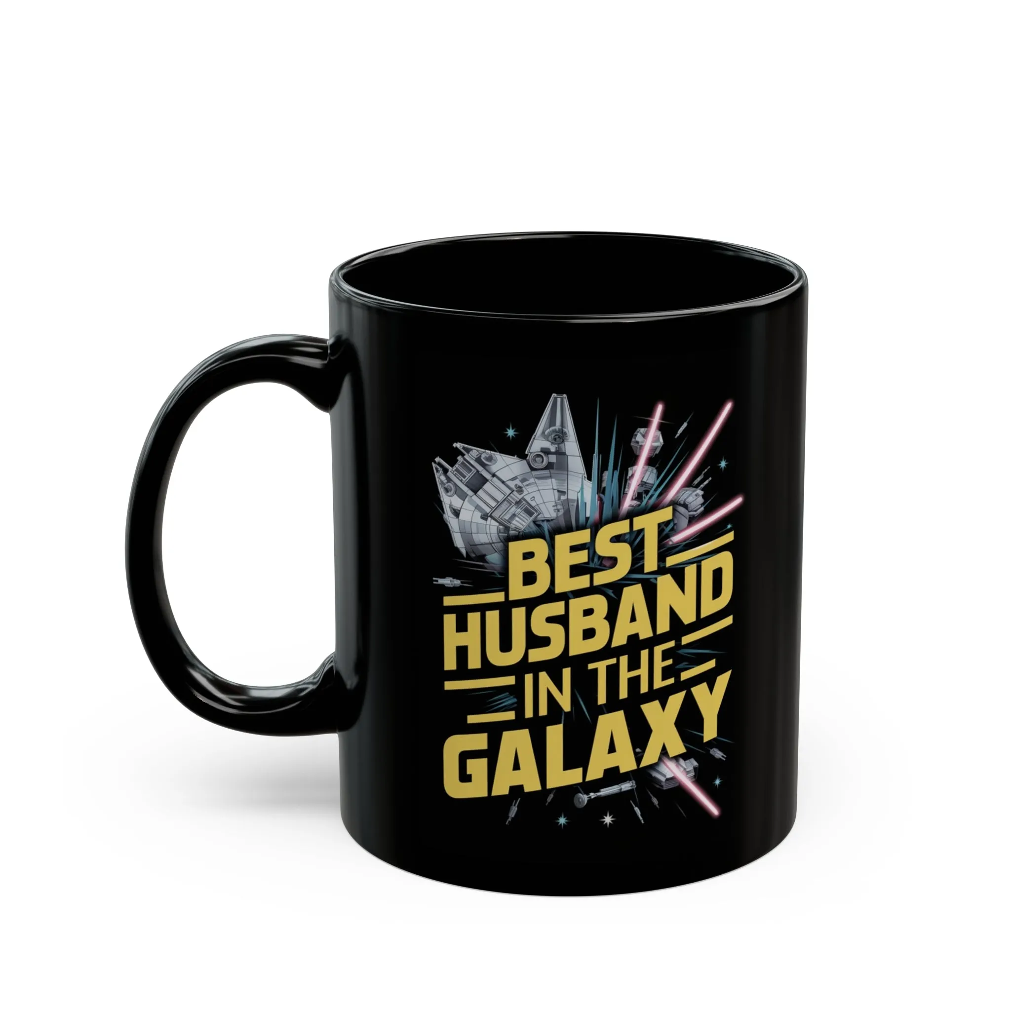 Best Husband In The Galaxy Black Mug (11oz, 15oz) Hubby Gift For Husbands Birthday Christmas Father's Day Appreciation Space Theme Sci-fi Nostalgic