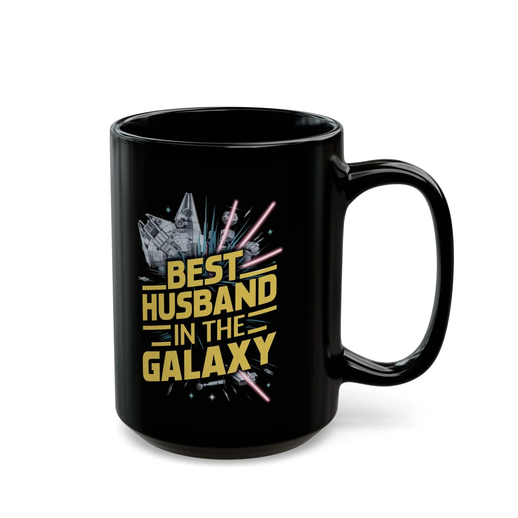 Best Husband In The Galaxy Black Mug (11oz, 15oz) Hubby Gift For Husbands Birthday Christmas Father's Day Appreciation Space Theme Sci-fi Nostalgic