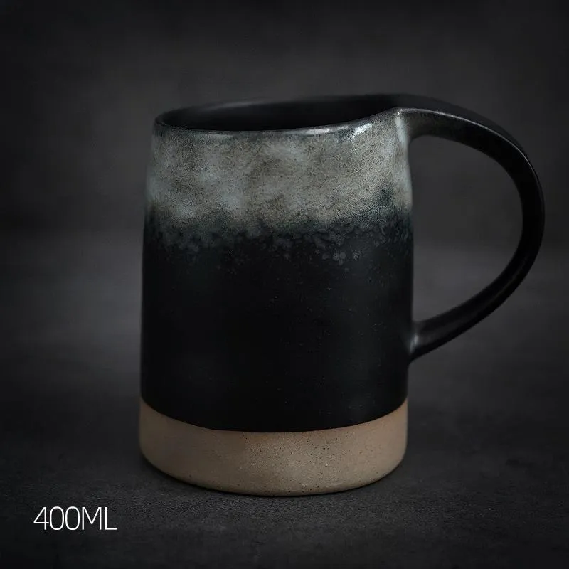 Black Pottery Coffee Cup, Ceramic Coffee Mug, Latte Coffee Cup, Handmade Coffee Cup, Large Tea Cup