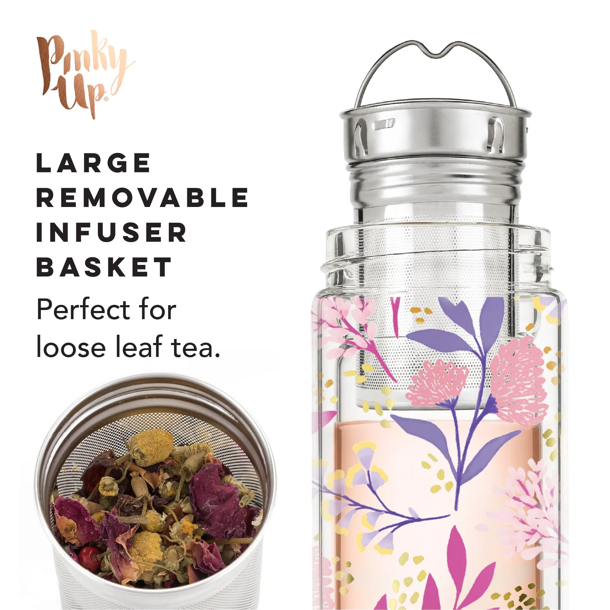 Blair: Botanical Bliss Glass Travel Infuser Mug