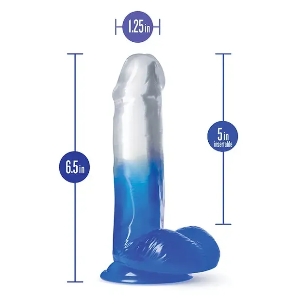 Blush B Yours Stella Blue 6 in. Dildo with Balls & Suction Cup Blue