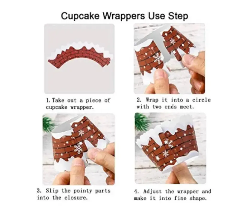 Christmas cup cake muffin wrappers with toppers 12 pc