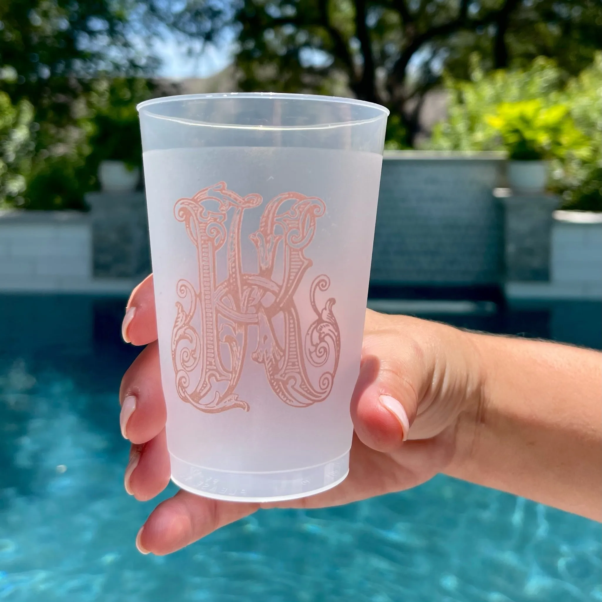 Colored Ink Monogrammed Shatterproof Cups