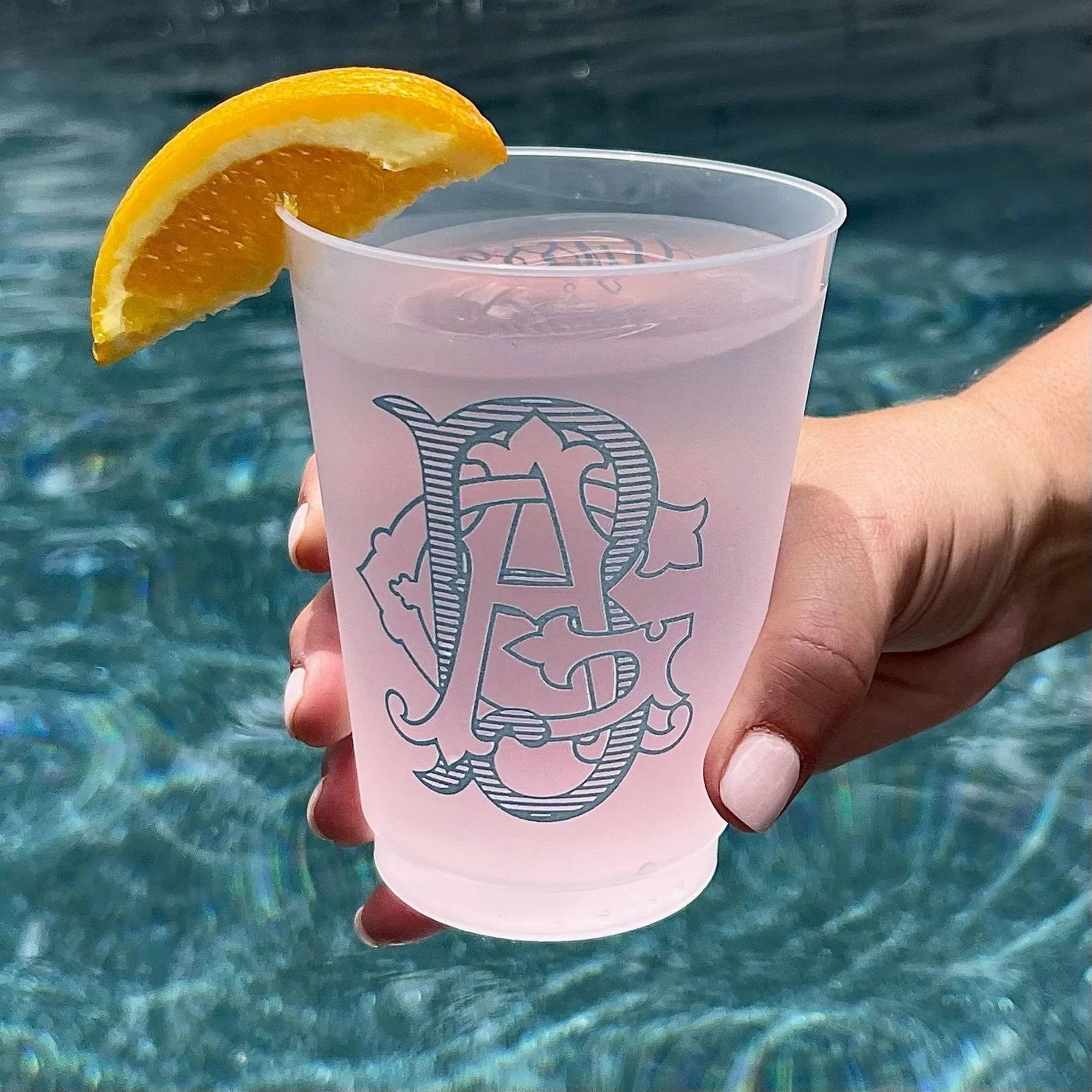 Colored Ink Monogrammed Shatterproof Cups