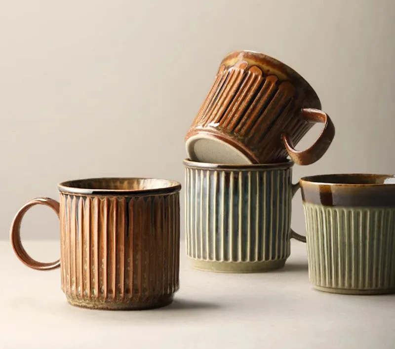 Creative Brown Green Ceramic Coffee Mugs, Unique Coffee Mugs, Large Modern Handmade Pottery Coffee Cup, Large Capacity Coffee Mugs