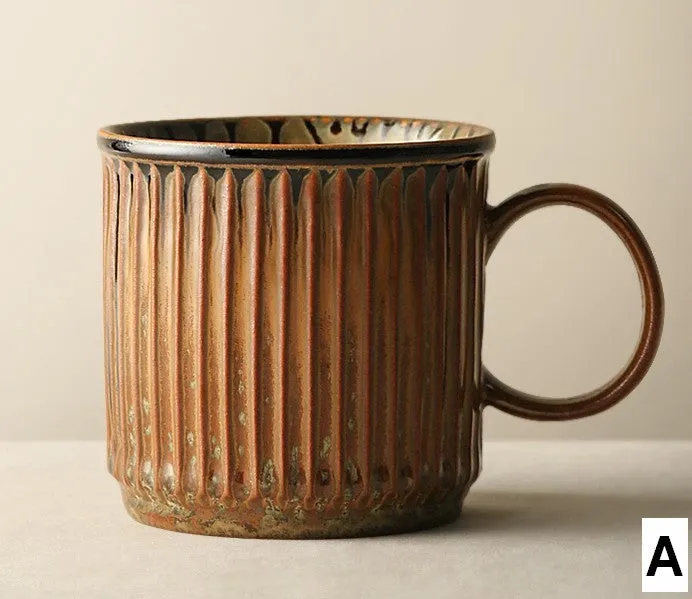 Creative Brown Green Ceramic Coffee Mugs, Unique Coffee Mugs, Large Modern Handmade Pottery Coffee Cup, Large Capacity Coffee Mugs