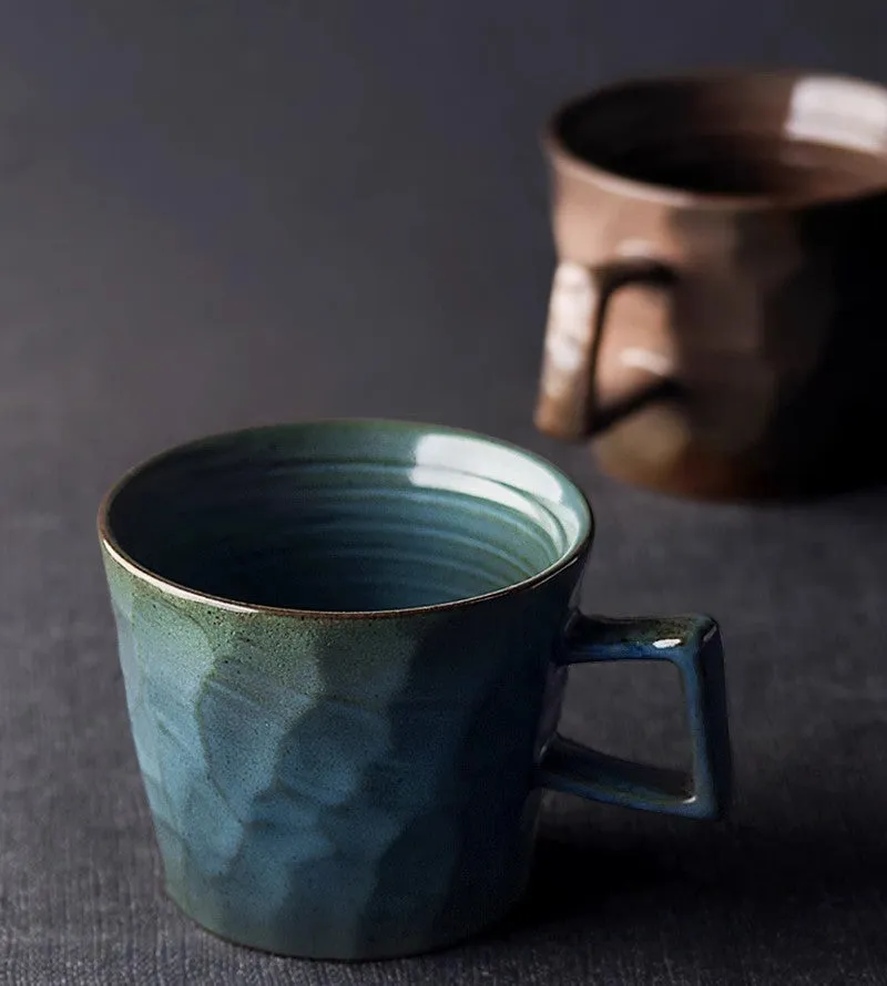 Creative Brown White Black Blue Ceramic Coffee Mugs, Modern Handmade Pottery Coffee Cup, Large Unique Tea Cup, Large Capacity Coffee Cups