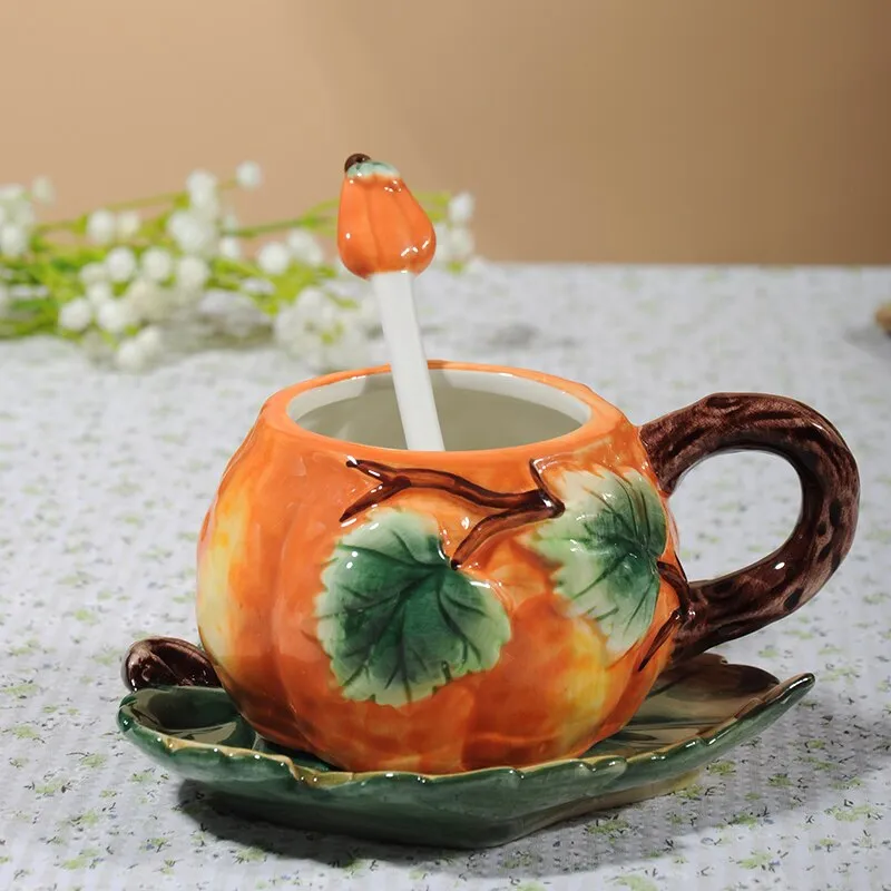 Creative Ceramic Pumpkin Mug Set