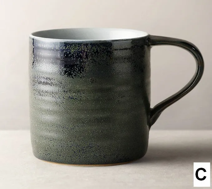 Creative Handmade Coffee Mugs, Blue Green Black Ceramic Coffee Mugs, Large Modern Handmade Pottery Coffee Cup, Large Capacity Coffee Mugs