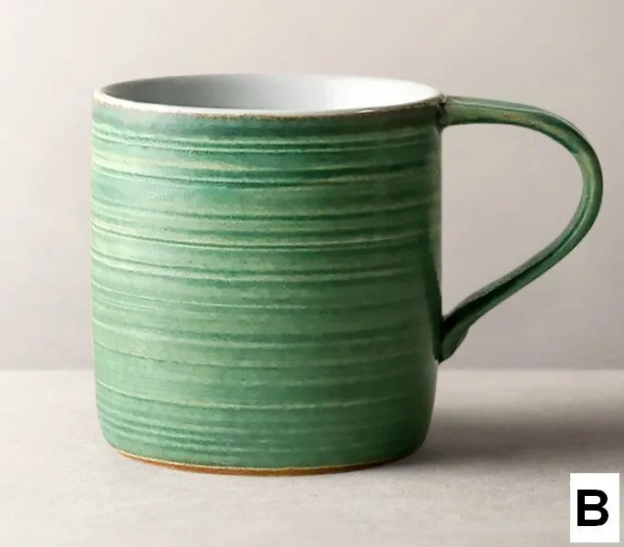 Creative Handmade Coffee Mugs, Blue Green Black Ceramic Coffee Mugs, Large Modern Handmade Pottery Coffee Cup, Large Capacity Coffee Mugs