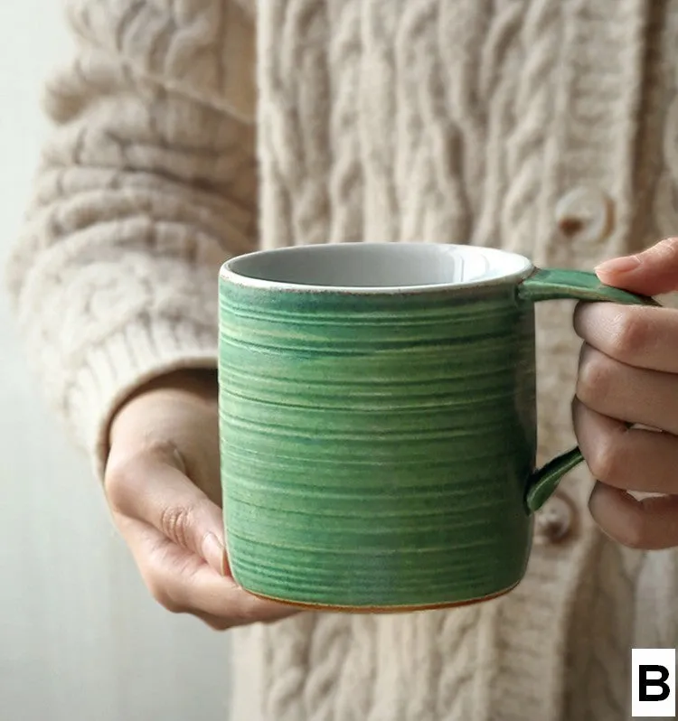 Creative Handmade Coffee Mugs, Blue Green Black Ceramic Coffee Mugs, Large Modern Handmade Pottery Coffee Cup, Large Capacity Coffee Mugs