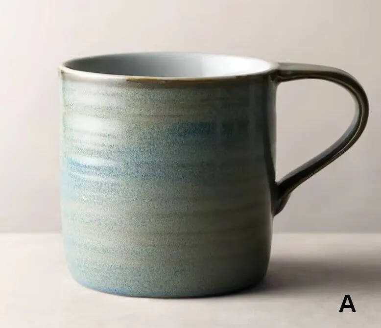 Creative Handmade Coffee Mugs, Blue Green Black Ceramic Coffee Mugs, Large Modern Handmade Pottery Coffee Cup, Large Capacity Coffee Mugs