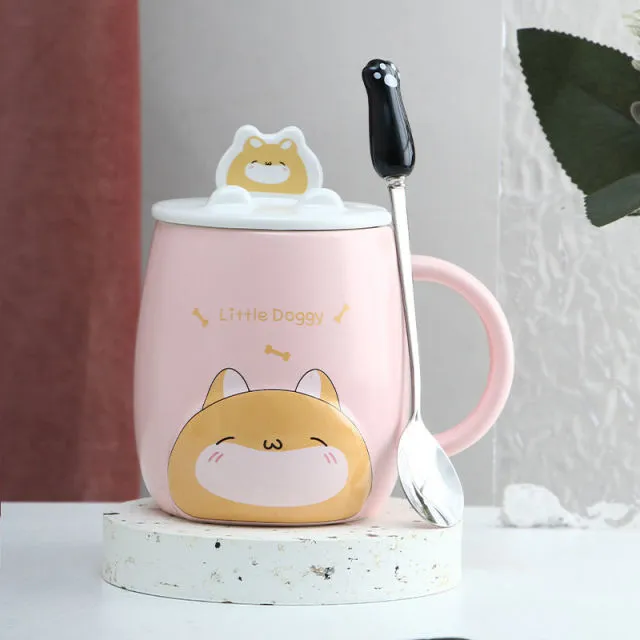 Cute Cartoon Kitty Mug Set