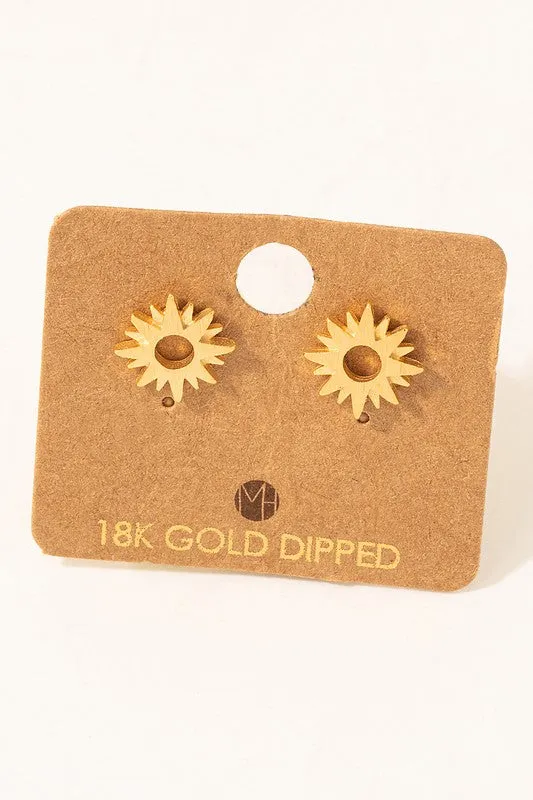 Double Layer Sunburst Stud Earring