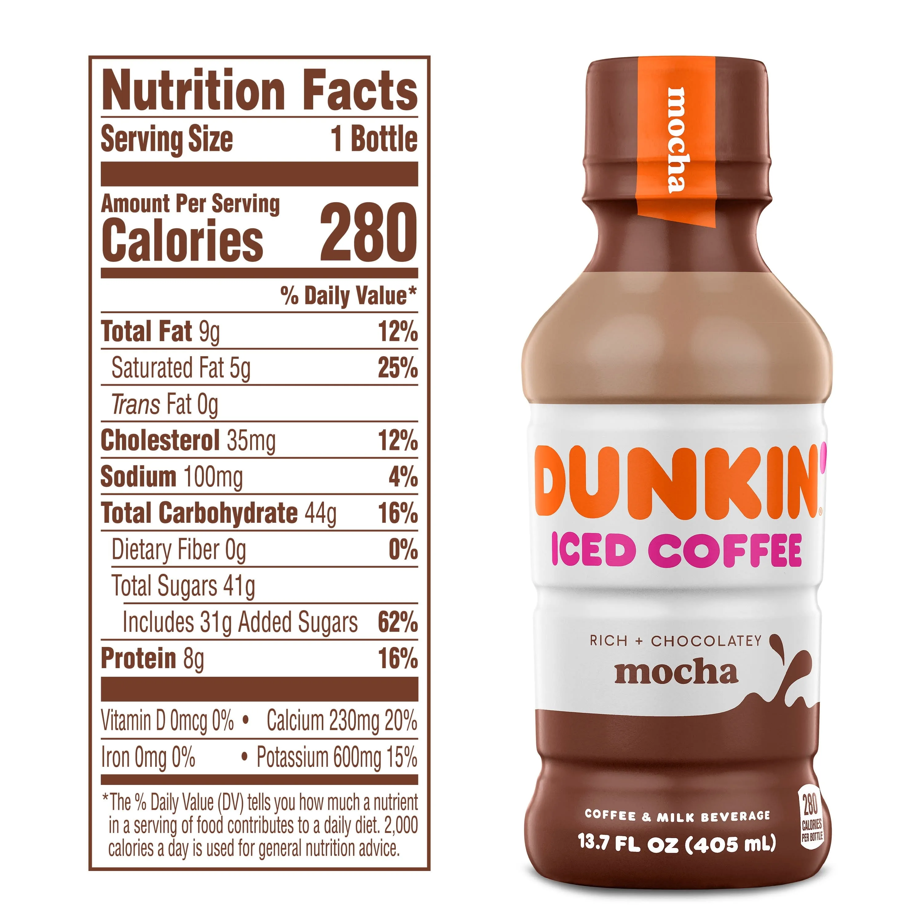 Dunkin' Mocha, Iced Bottled Coffee Drink, 13.7 fl oz