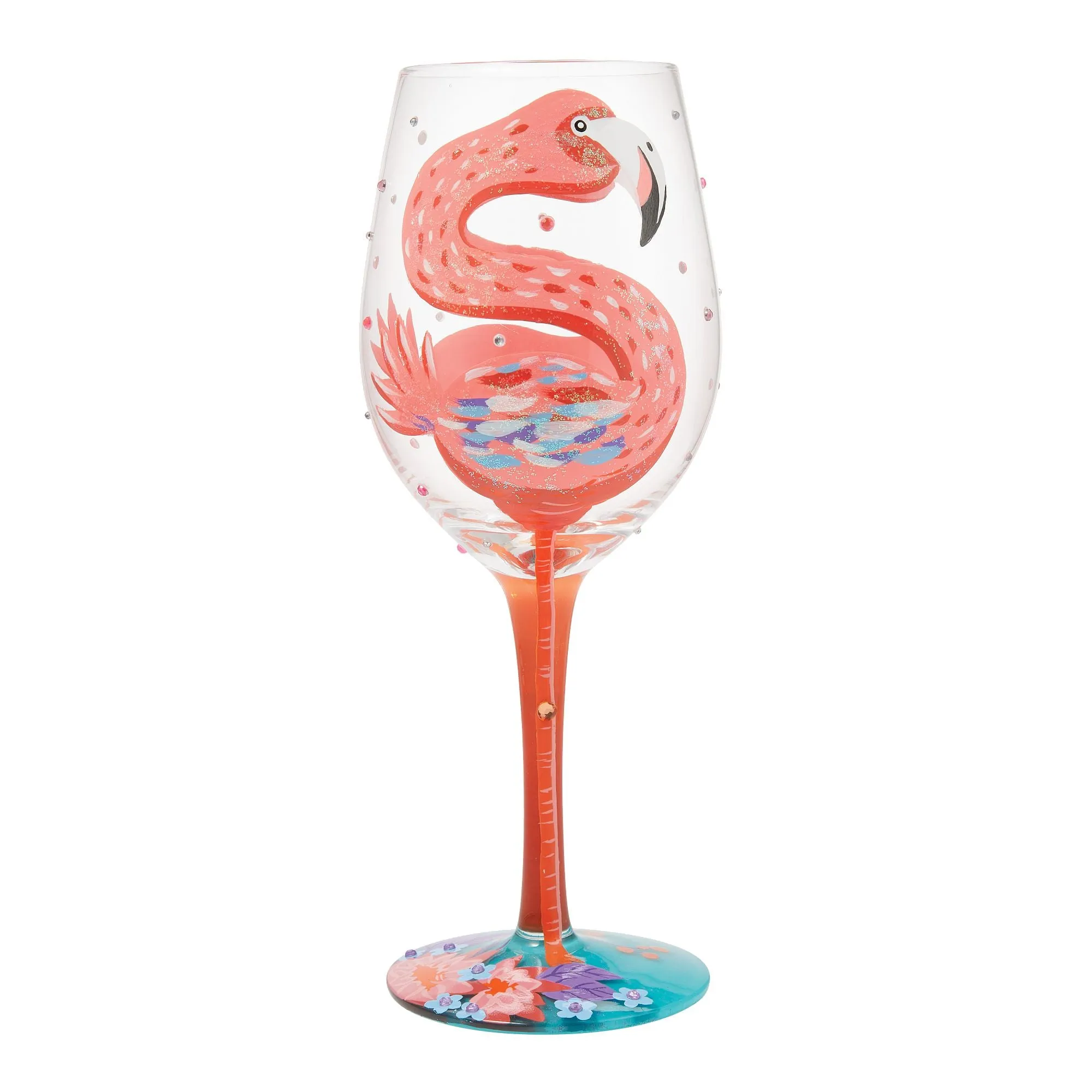 Fabulous Flamingos Painted Wine Glass