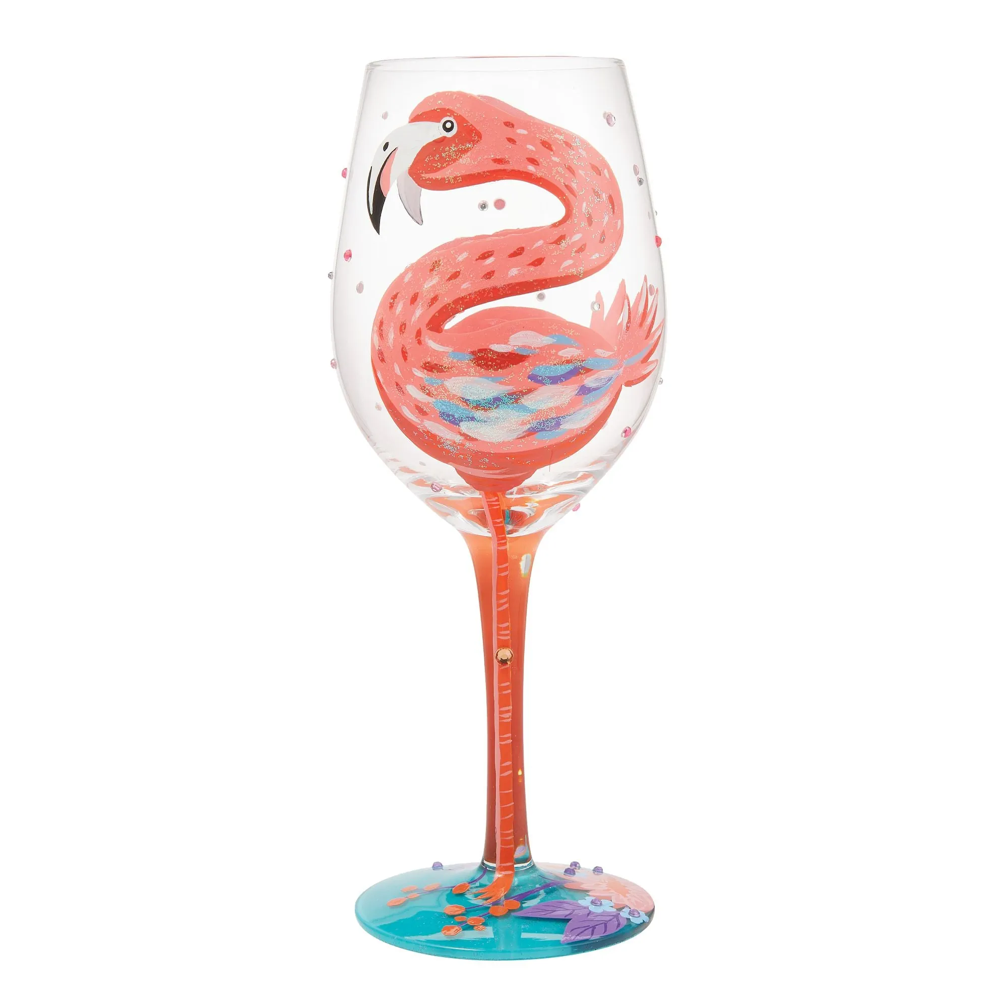 Fabulous Flamingos Painted Wine Glass