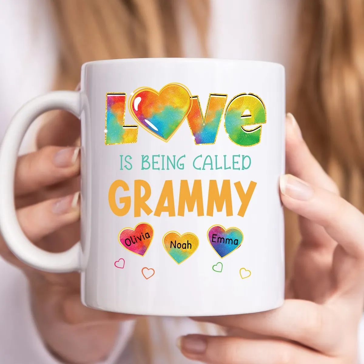 Family - Colorful Pattern Love Is Being Call Grandma - Personalized Mug