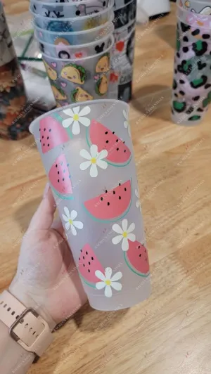 Floral watermelon cold cup no logo