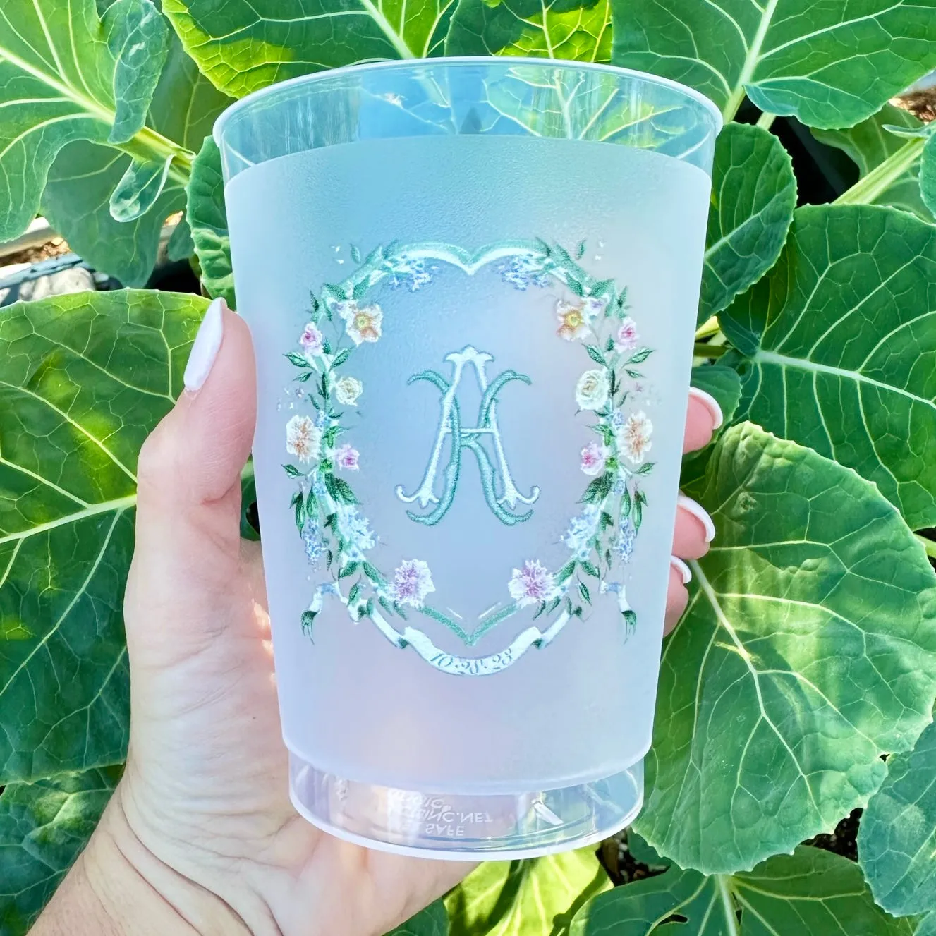 Full Color Floral Monogrammed Shatterproof Cups