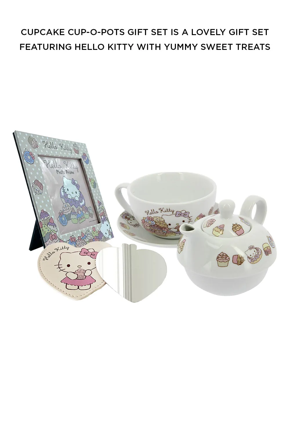 Hello Kitty Cupcake Cup-o-Pots Gift set/Hello Kitty Cup, Saucer and Kettle set