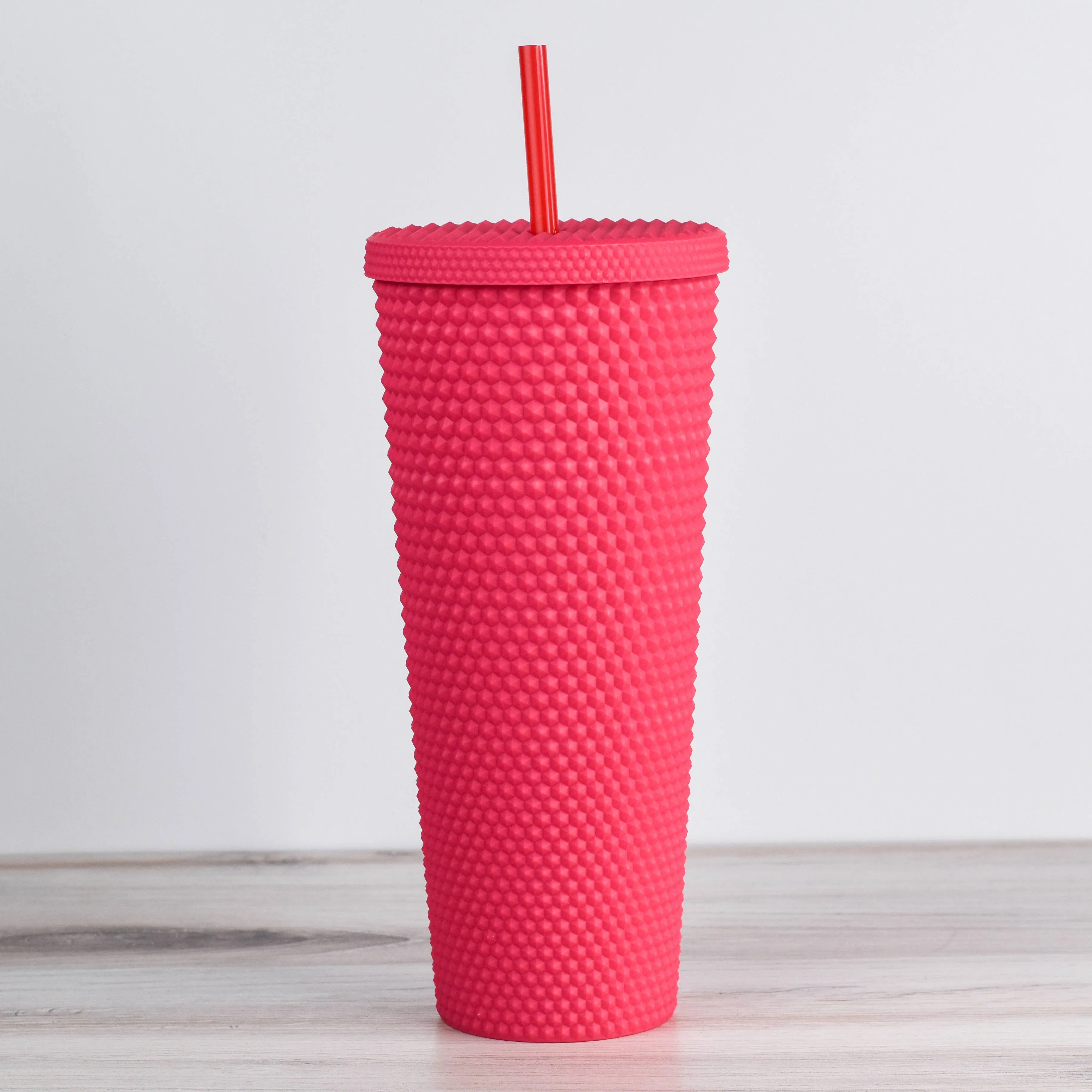 Hot Pink Matte Studded Tumbler