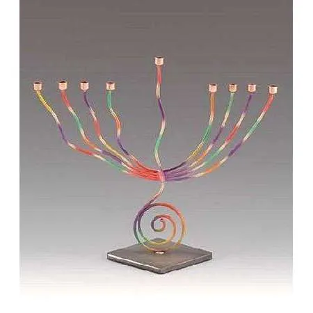 Infinity Art in Metal Colorful Spiral Menorah