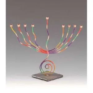 Infinity Art in Metal Colorful Spiral Menorah