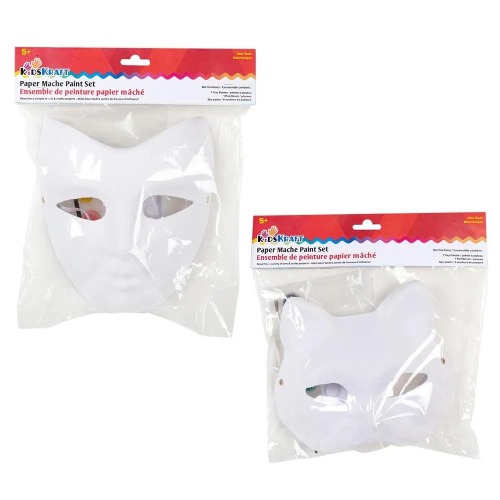 Kids Kraft Paper Mache Face Mask with Paint Set, Assorted