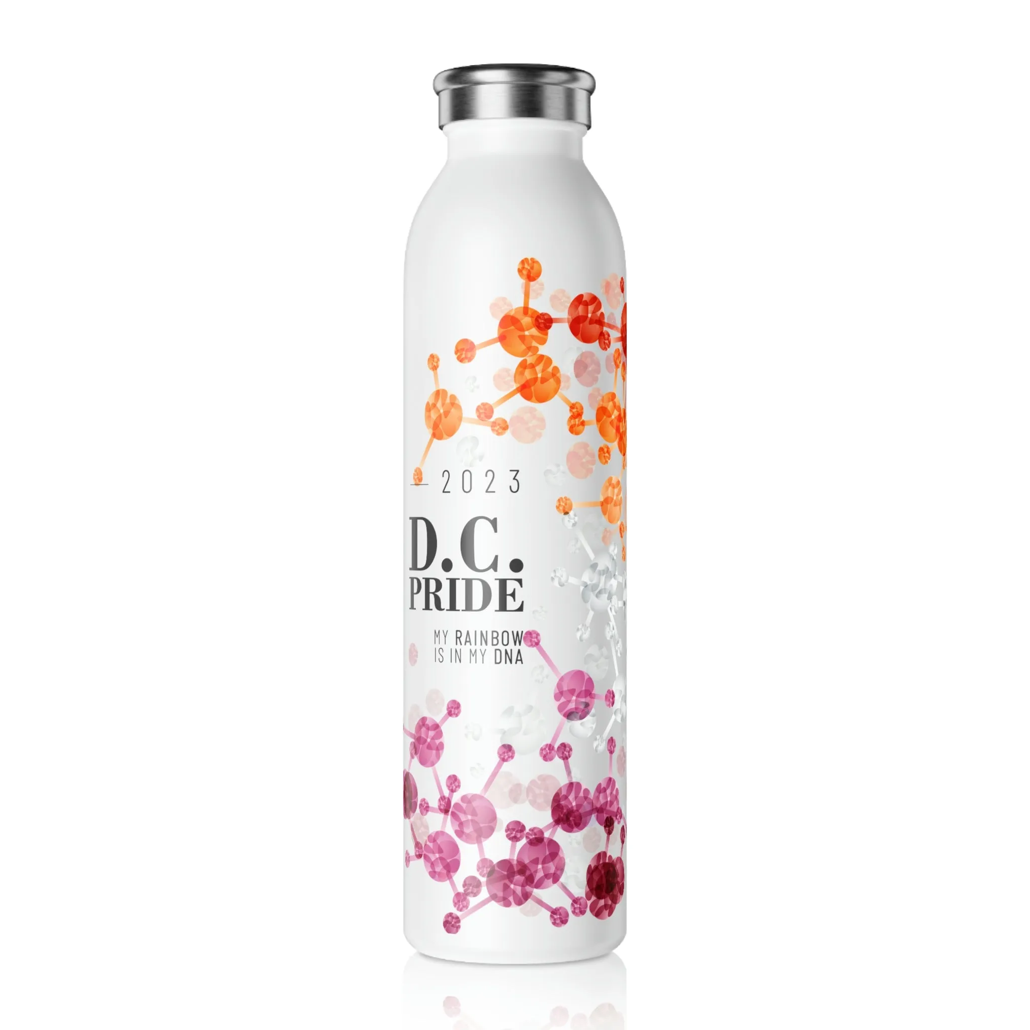 Lesbian Flag 2023 Pride, Slim Water Bottle D.C. Pride - My Rainbow is In My DNA