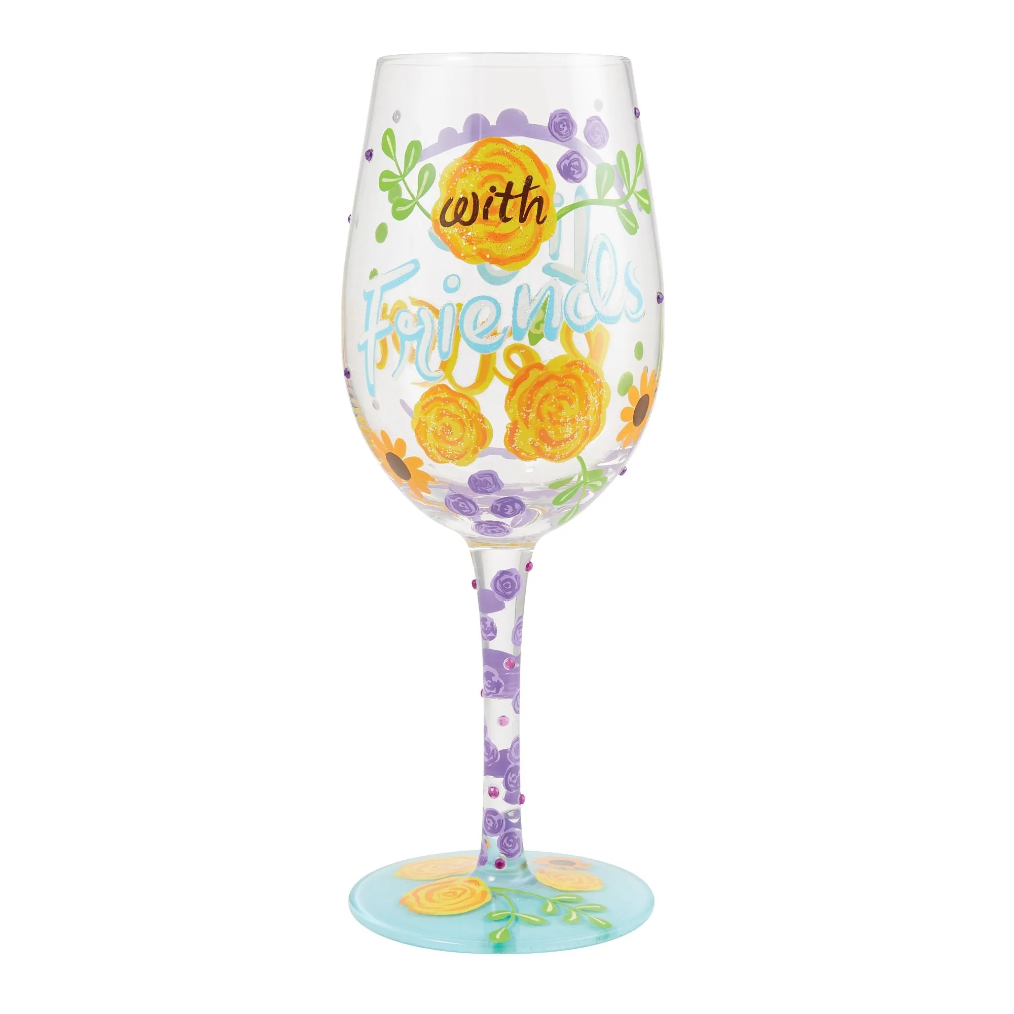 Life with Friends Hand Painted wine glass