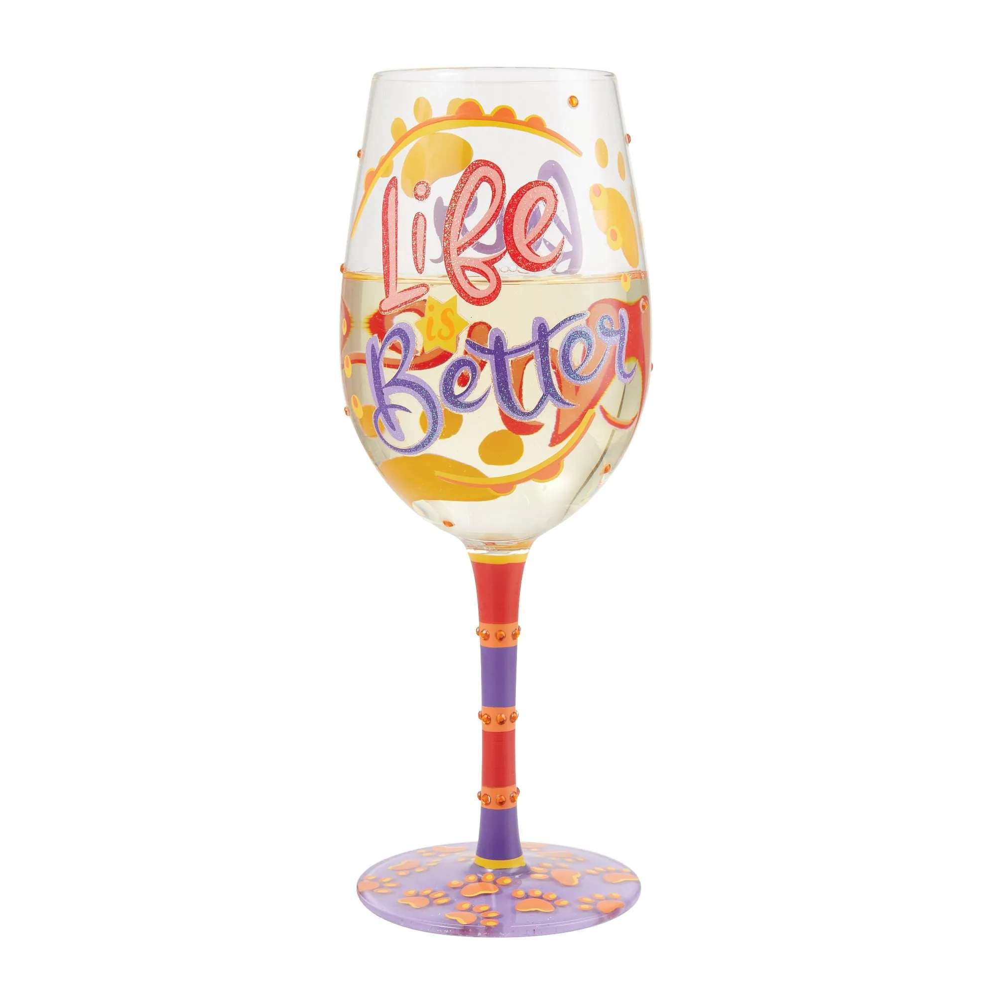 LIfe with Fur Babies Hand Painted Wine Glass