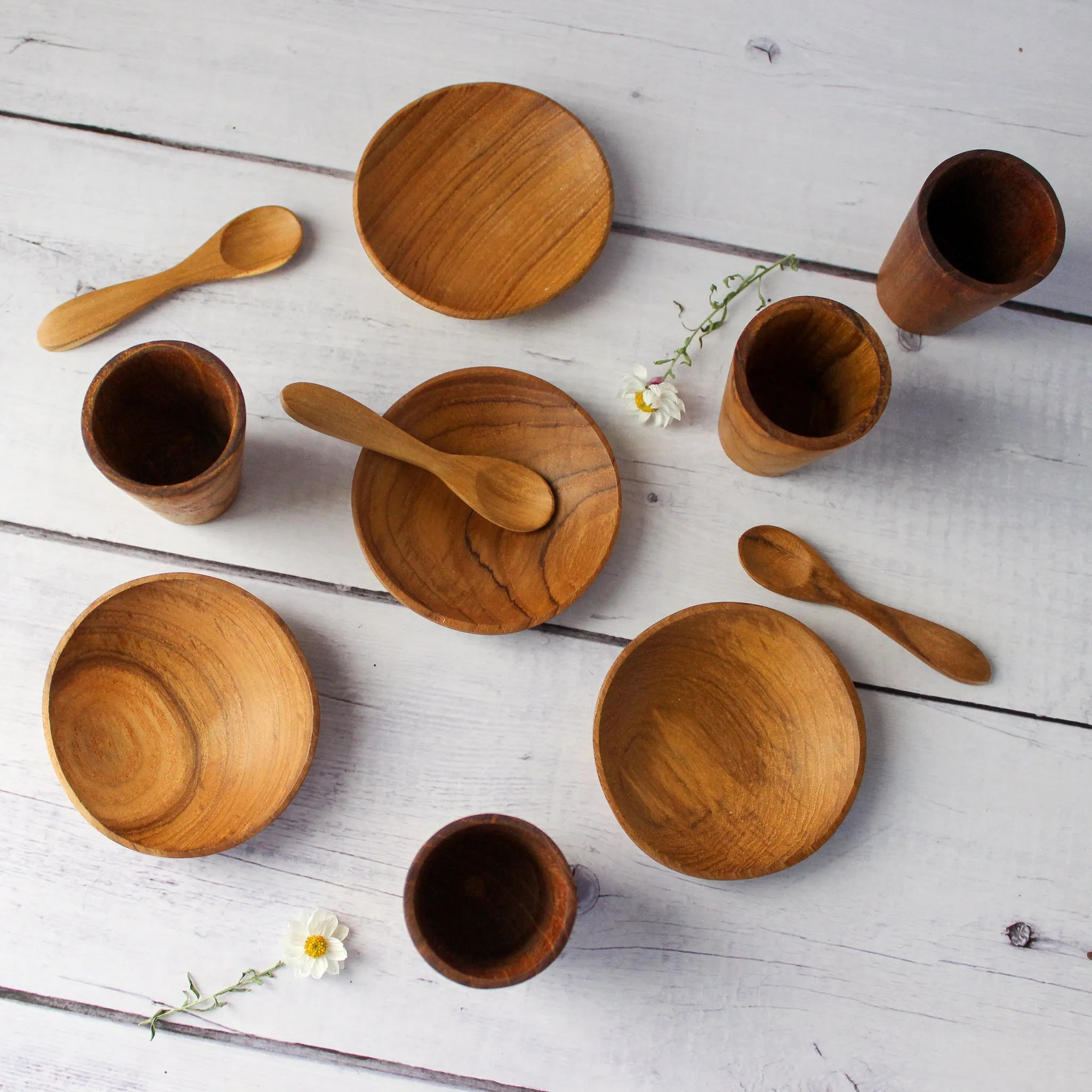 Little Wooden Cups, Dishes & Spoons