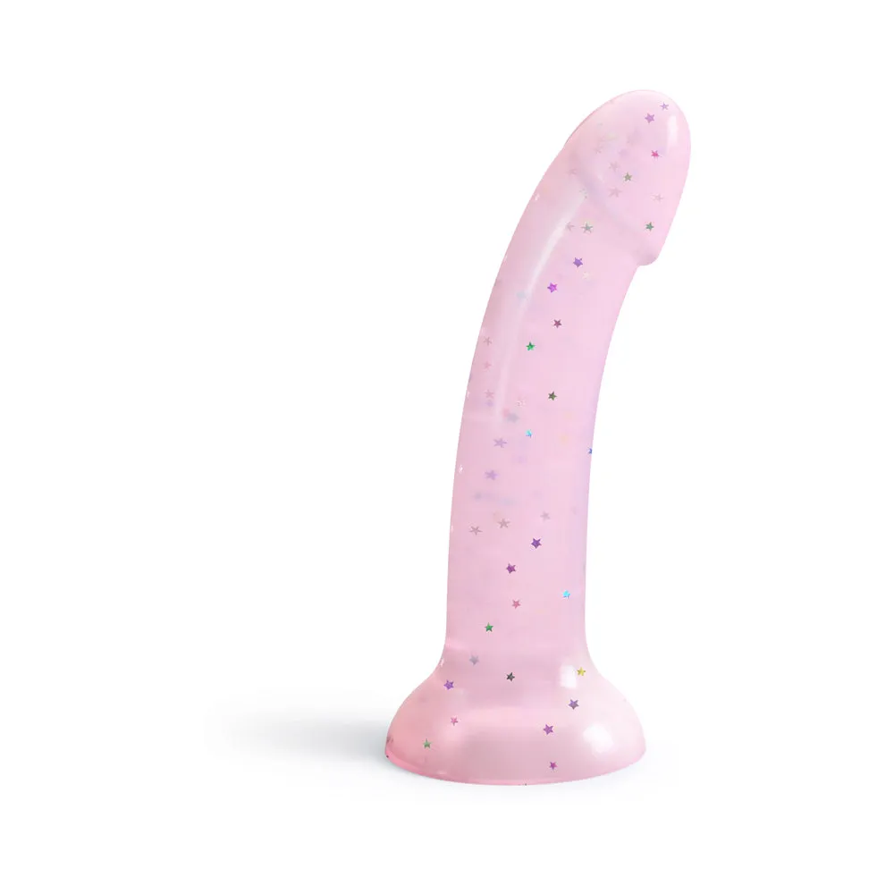 Love to Love Dildolls Starlight 6 in. Silicone Dildo with Multicolor Star Glitter Pink