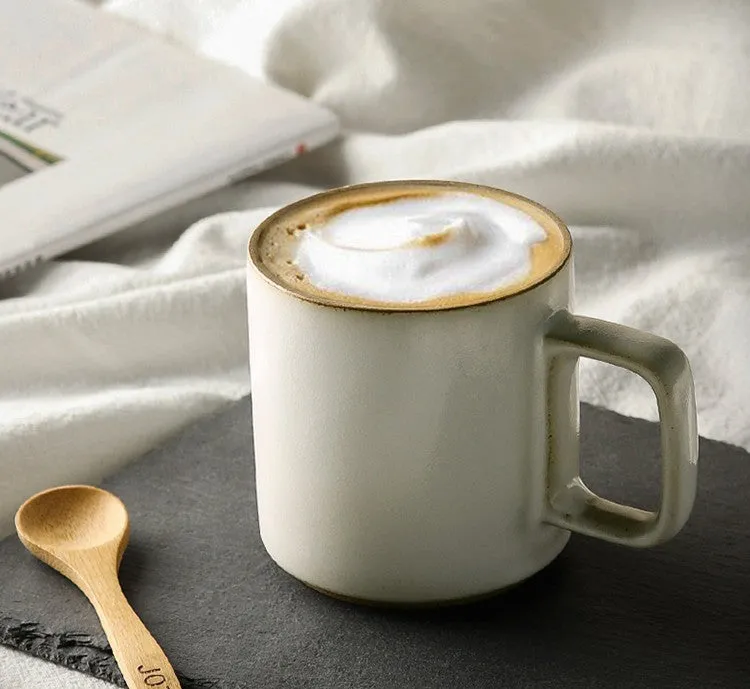 Modern Handmade Pottery Coffee Cup, Large Capacity Coffee Mugs, Unique Tea Cup, Creative White Black Ceramic Coffee Mugs