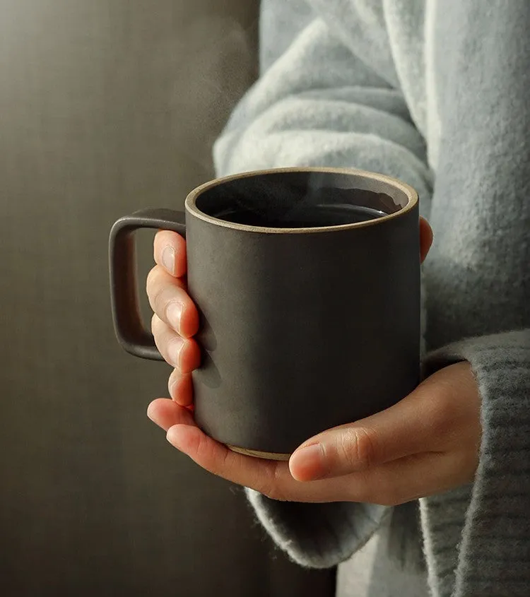 Modern Handmade Pottery Coffee Cup, Large Capacity Coffee Mugs, Unique Tea Cup, Creative White Black Ceramic Coffee Mugs