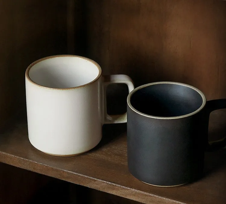 Modern Handmade Pottery Coffee Cup, Large Capacity Coffee Mugs, Unique Tea Cup, Creative White Black Ceramic Coffee Mugs