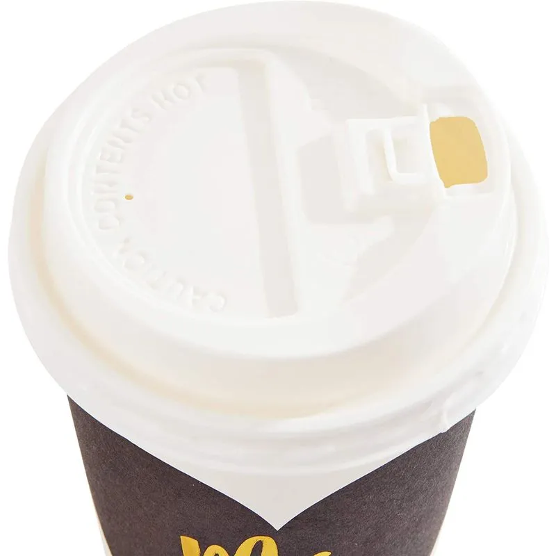 Mr and Mrs Paper Insulated Coffee Cups with Lids (16 oz, 48 Pack)