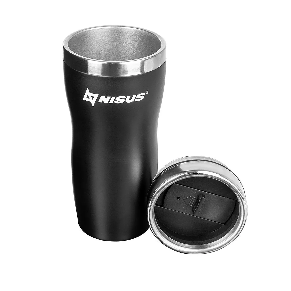 Nisus Stainless Steel Tumbler with Lid, Black, 15 oz