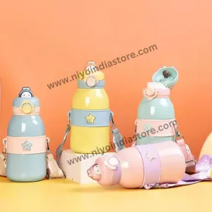 Niyo Cartoon Design Hot and Cold Water Bottle for Kids - Double Walled Vacuum