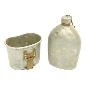 Original U.S. WWI 130th Field Artillery Named Trench Art M1910 Canteen with Cup