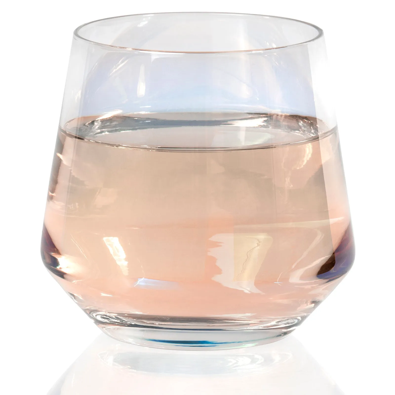 Set of 4 Electroplated Stemless Wine Glasses with Rainbow Effect (11 fl oz)